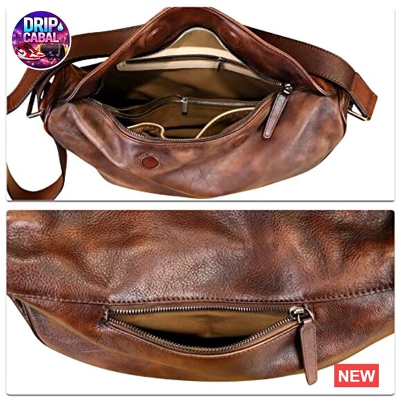 Genuine Leather Sling Backpack Crossbody Daypack Vintage Handmade